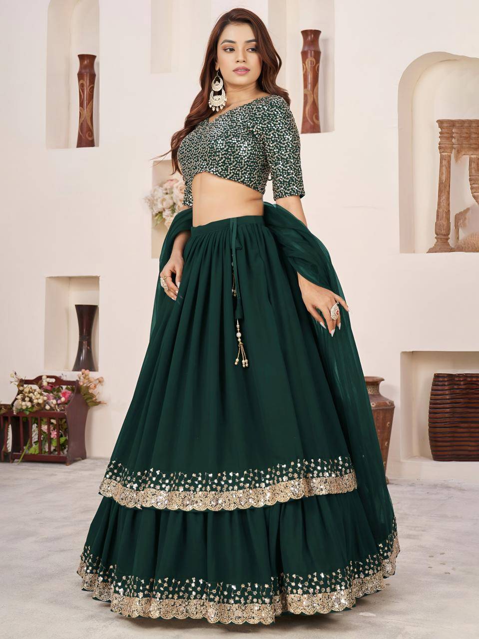 Anchal vol 2 Georgette Green Lehenga choli manufacturers in Mumbai